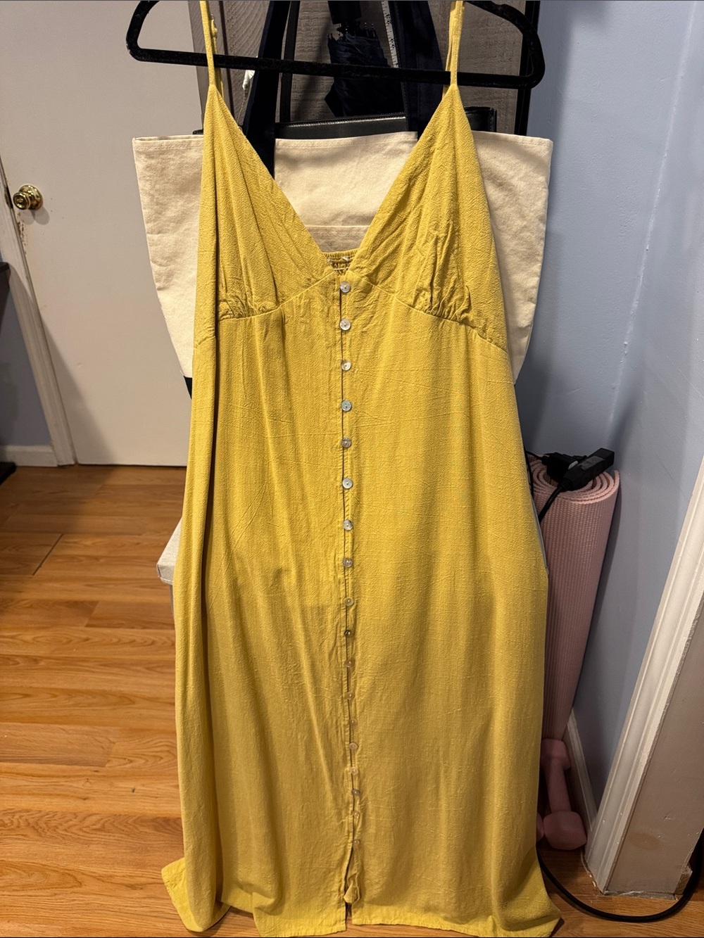 Yellow Button-Front Slip Dress - Brand Unspecified